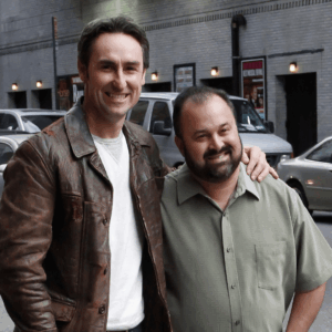 Frank Fritz (right) and Mike Wolfe (left) from American Pickers, featured in an article about Frank Fritz's will contest.