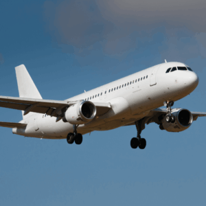 An airplane taking off, symbolizing frequent flyer miles and digital assets in estate planning.